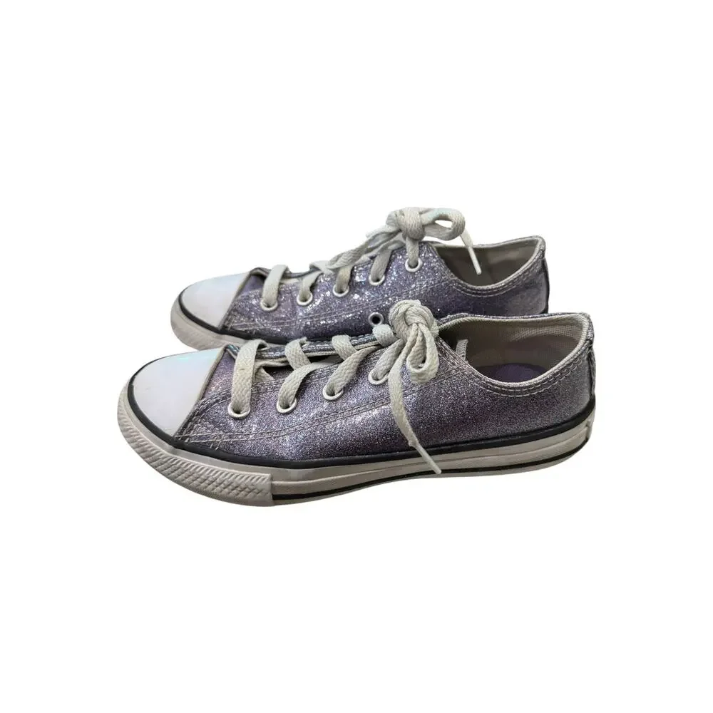 Converse Chuck Taylor All Star Glitter Low Top Junior Size 1 Purple 668468C